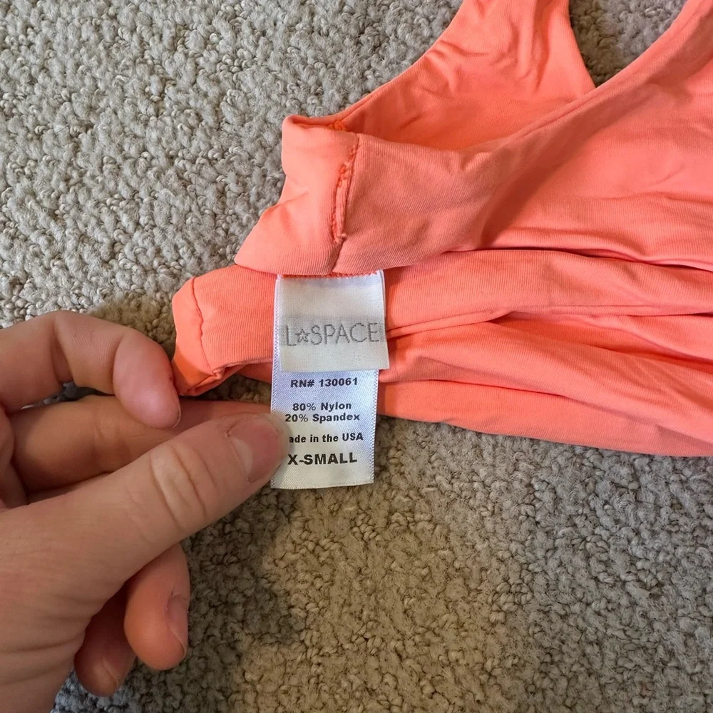 NWOT l*Space criss cross back bikini top electric coral